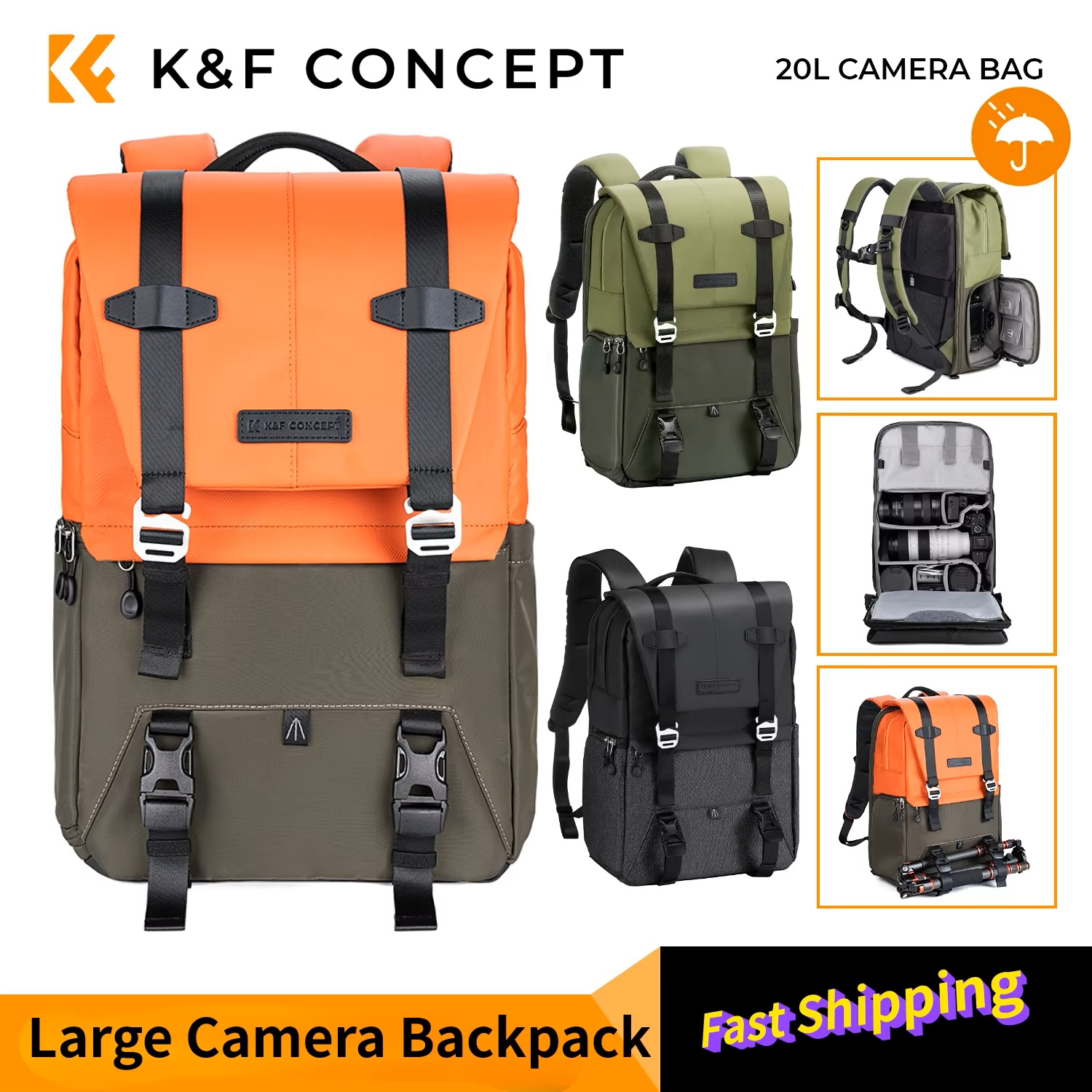 Photography Lighting Bag - K&F CONCEPT Camera Backpack Travel Photography
