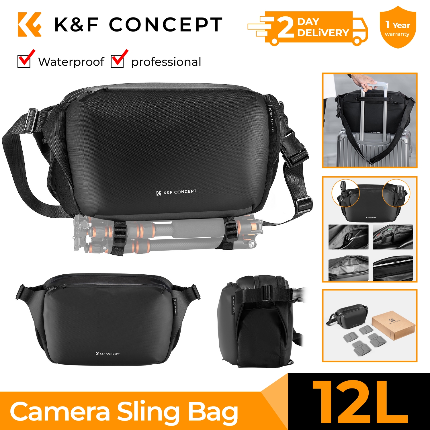 Photography Lighting Bag - K&F CONCEPT 12L/10L Camera Sling Bag
