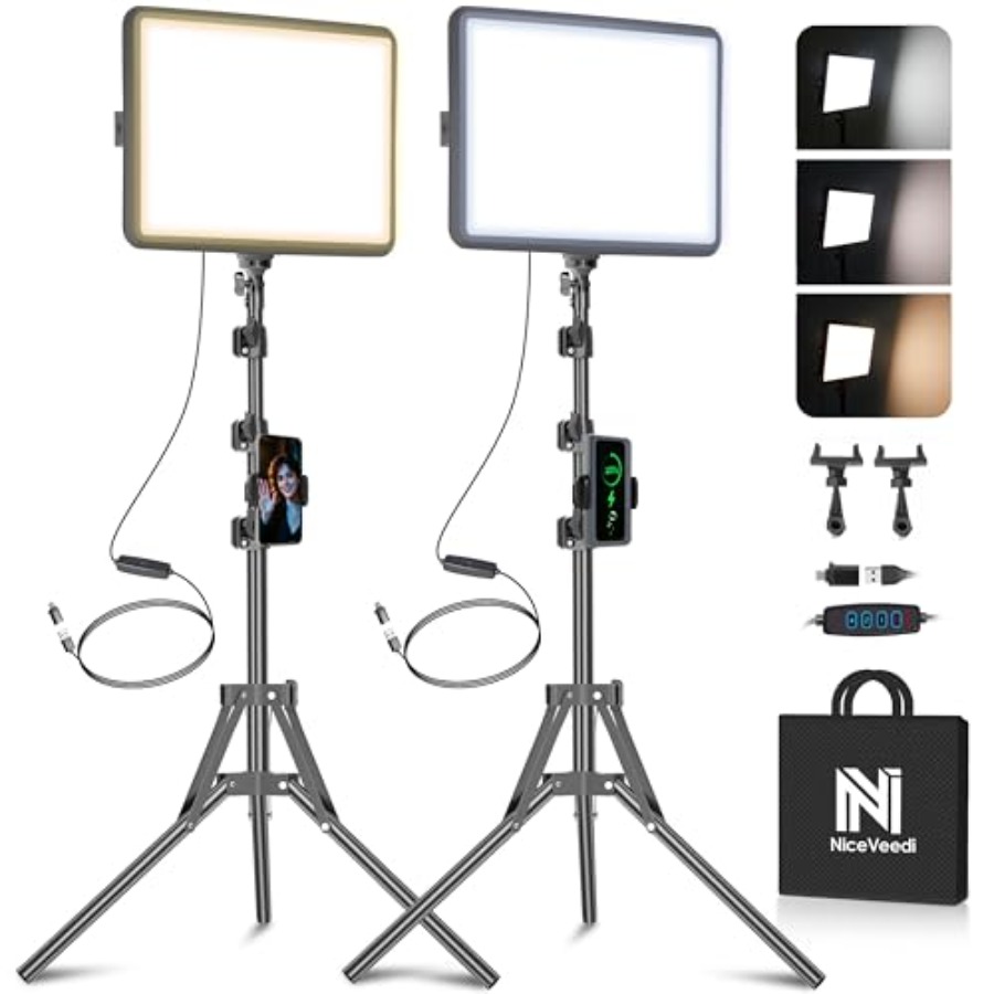 Photography Lighting Wireless - 2-Pack LED Video Light Kit, Studio