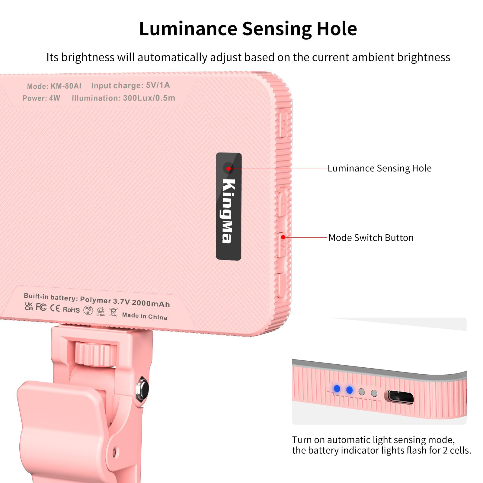King Ma Pink Rechargeable Self - Photography Lighting Professional 리뷰 및 가격