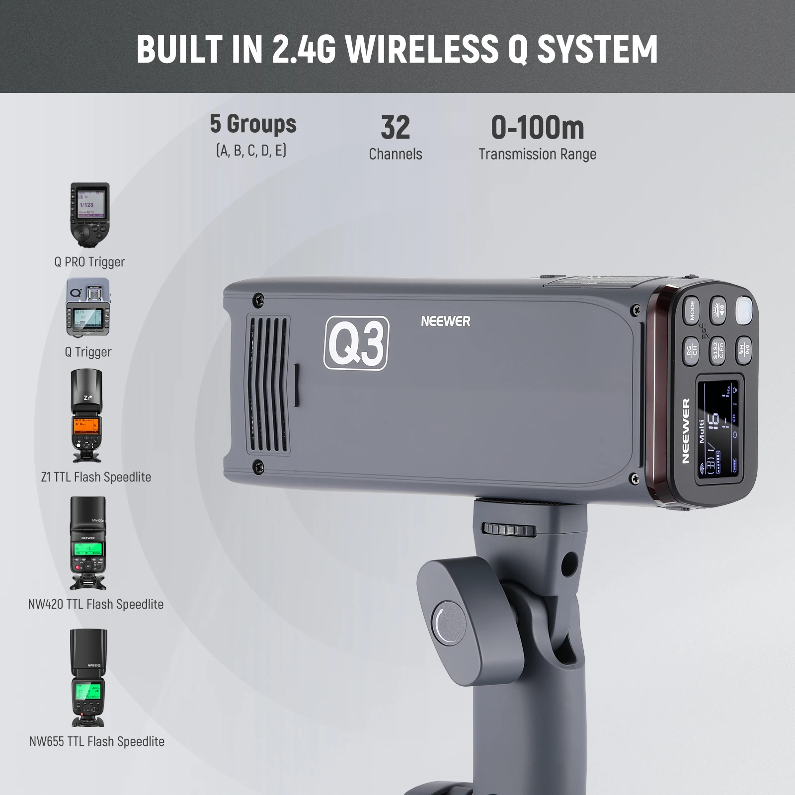 NEEWER Q3 200Ws 2.4G TTL Flash - Portable Strobe Monolight 리뷰 및 가격