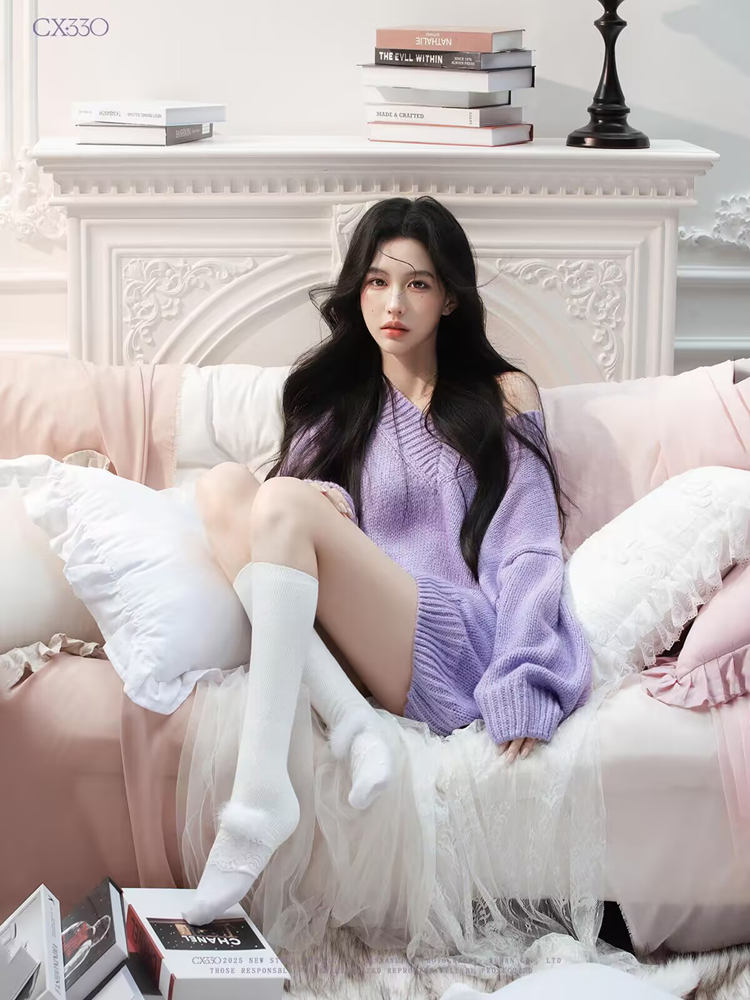 Autumn Winter Purple Sweater O - Lighting In Photography Studio 리뷰 및 가격