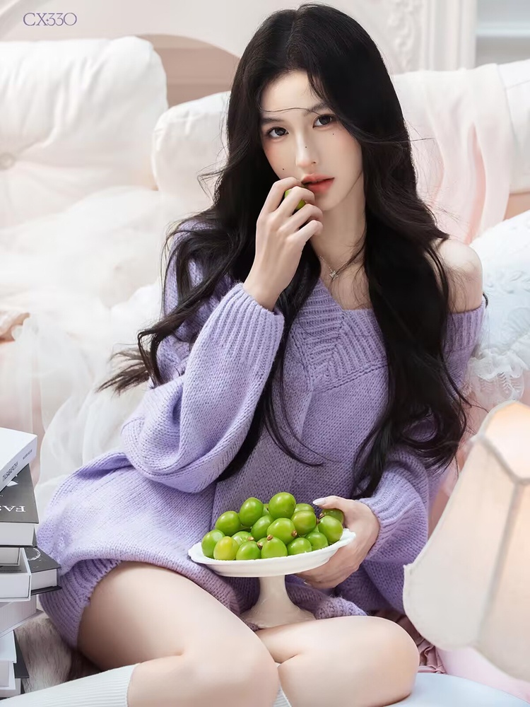 Autumn Winter Purple Sweater O - Lighting In Photography Studio 리뷰 및 가격